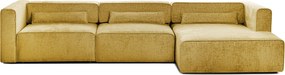 Colțar Extensibil 5 locuri ZANETTO, cu ladă de depozitare, 340x157x70 cm, Galben-Onyx / Stanga