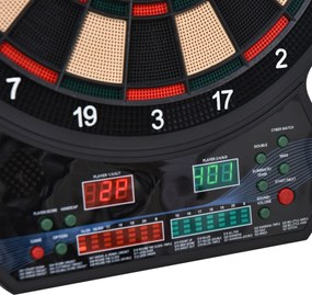 HOMCOM Țintă electronică de darts 27 jocuri principale până la 8 jucători Afișaj LED Negru | Aosom Romania