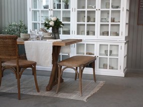Masă dining din lemn reciclat, natur, 10 locuri, cu bază în formă de capră, 77 x 200 x 90 cm, „Old French”