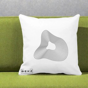 Perna Decorativa Abstract Linii Organice, 40x40 cm, Alba Mata, Husa Detasabila, Perna Inclusa, BEKZ®