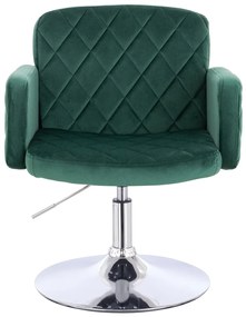 HR802N Scaun Verde din Catifea cu Bază Cromata