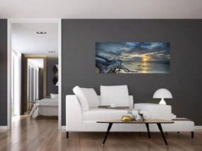 Tablou cu marea în apus de soare (120x50 cm)