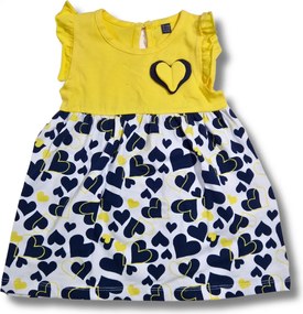 Rochita galben cu inimioare alb si negru fetite bumbac