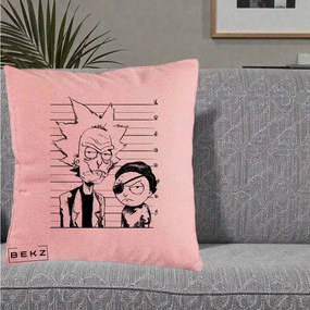 Perna Personalizata Rick si Morty Dosar, 40x40 cm, Roz, Husa Detasabila, Perna Inclusa, BEKZ®