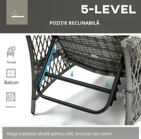 Outsunny 2 bucati sezlong din rattan din PE, mobilier pentru scaune reglabile din rachita, sezlong de gradina | Aosom Romania