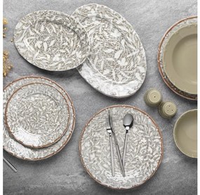 Set de veselă din porțelan, 29 piese, maro/verde