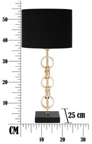 Veioză Mauro Ferretti Glam Rings, înălțime 54,5 cm, negru-auriu