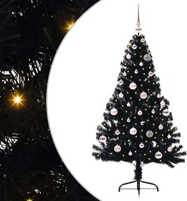 vidaXL Pom de Crăciun artificial pre-iluminat Negru 150 cm PVC