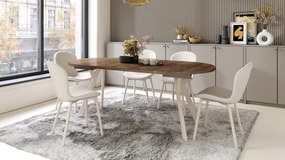 Mazzoni ALDO Nuc Elegant/picioare bej - MASĂ ROTUNDĂ EXTENSIBILĂ CU PICIOARE ÎN FORMĂ DE Y STIL LOFT PENTRU SALON/SUFRAGERIE