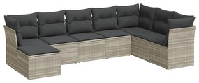 3218052 vidaXL Set mobilier de grădină cu perne, 8 piese gri deschis poliratan