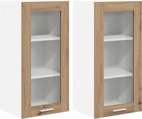 vidaXL Dulap suspendat cu ușă 2 pcs Stejar Artizanal 40 x 31 x 80 cm