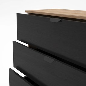 Comodă neagră/în culoare naturală cu aspect de lemn de stejar 100x80x40 cm Dennis – Marckeric