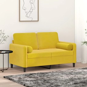 vidaXL Perne decorative, 2 buc., galben, Ø15x50 cm, catifea
