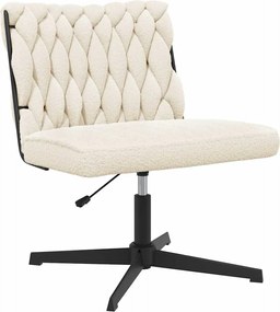 vidaXL Scaun de birou pivotant, țesătură crem ondulată ca lână