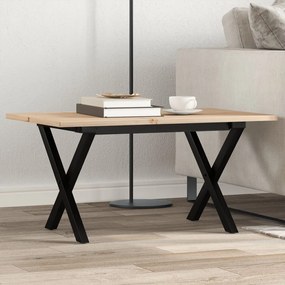 vidaXL Masă de cafea, cadru X, 80x50x40 cm, lemn masiv pin și Oţel