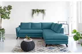 Colțar extensibil cu șezlong pe partea dreaptă Miuform Charming Charlie L, turcoaz