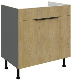 Dulap inferior de bucătărie pod drez Carminia 80 ZL 1S BB PREMIUM BOX (stejar cremona + antracit). 1127914