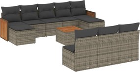 vidaXL Set canapele de grădină cu perne, 11 piese, gri, poliratan