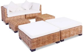 244625 vidaXL Set canapea, 16 piese, ratan natural