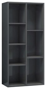 801115 vidaXL Bibliotecă, gri extralucios, 50 x 25 x 106 cm, PAL