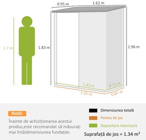 Outsunny Magazie Grădină Mare din Oțel cu Zăvor pentru Grădină, Negru | Aosom Romania
