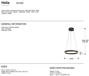 Lustra LED design modern circular Helia 50cm, negru mat