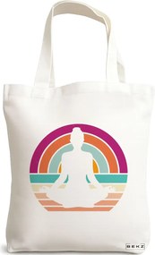 Sacosa de Panza pentru Cumparaturi, Geanta Tote Yoga 17, 38x34.5 cm, Alba, BEKZ®
