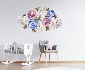 Autocolant de perete cu un motiv de bujori colorați