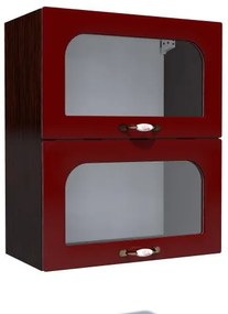 Corp superior vitrina 60 cu 2 usi orizontale Zebra MDF tulip rosu