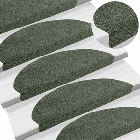 vidaXL Covorașe autoadezive pentru scări, 5 buc., 65x21x4 cm, verde, semirotunde, mari