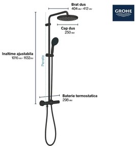 Coloana de dus Grohe Tempesta 250 266702431 baterie termostatata