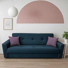 Canapea VERA extensibila, 3 locuri, lada de depozitare, stofa bleumarin + mov, 225x90x90 Bleumarin + Mov, Stofa