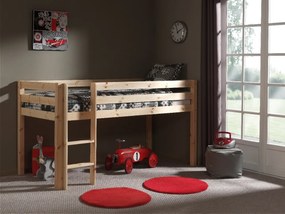 Pat înălțat pentru copii VIPACK Pino cu scară, 90 x 200 cm, natur, înălțime 115 cm
