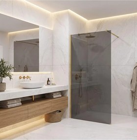 Paravan de dus fumuriu Rea Flexi Grey 90 cm auriu periat