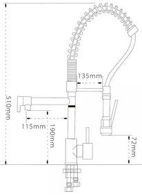 Baterie de Bucătărie, din Inox, Finisaj Satinat, Structură Alamă Turnată, 2 în 1, Duș cu Furtun Flexibil, Pipă Rotativă, 2 Jeturi de Apă