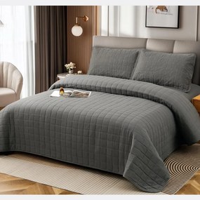Cuvertură bumbac 100%, gri, 4 piese, 230x240 cm, EY07