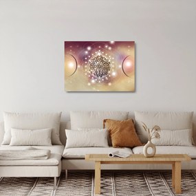 Tablou pe sticlă - Mandala cu elemente (70x50 cm)