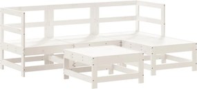 vidaXL Set mobilier relaxare de grădină 5 piese alb lemn masiv de pin