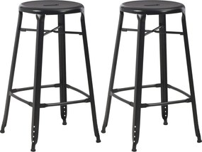 vidaXL Scaune de bar, 2 buc., negru, oțel