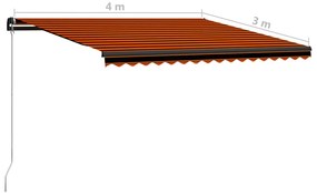 Copertina retractabila manual, LED, portocaliu maro, 400x300 cm portocaliu si maro, 400 x 300 cm