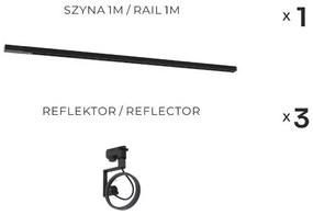 Zuma Line 3560 - Spot pentru șină MASTER, 3x GU10, 15W, 230V, negru