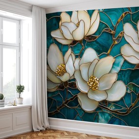 Fototapet - Vitraliu cu magnolie (147x102 cm)