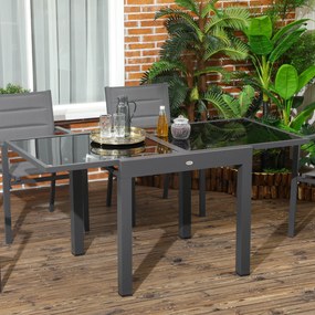 Outsunny Masă de Grădină Extensibilă cu Blat din Sticlă 80-160x80x75 cm Negru | Aosom Romania