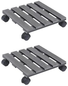 vidaXL Suporturi de plante cu role, 2 buc., gri, 30x30x7,5 cm, WPC