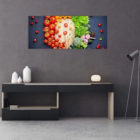 Tablou - Masa plină cu legume (120x50 cm)