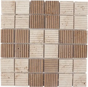 Mozaic Travertin Classic-Noce Rizat 4.7 x 4.7 cm