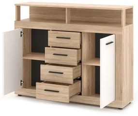 Comodă RUNA, stejar Sonoma/alb