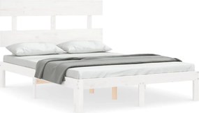 vidaXL Cadru de pat fără saltea, alb, 120x200 cm, lemn masiv pin