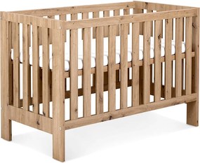 Pătuț lemn masiv alb pentru bebeluși Amelie II 120×60 cm /Stejar - Stejar deschis, Nu