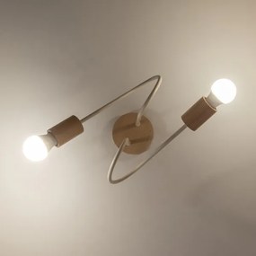 Lustru aplicat OXFORD 2xE27/15W/230V lemn de pin/crem